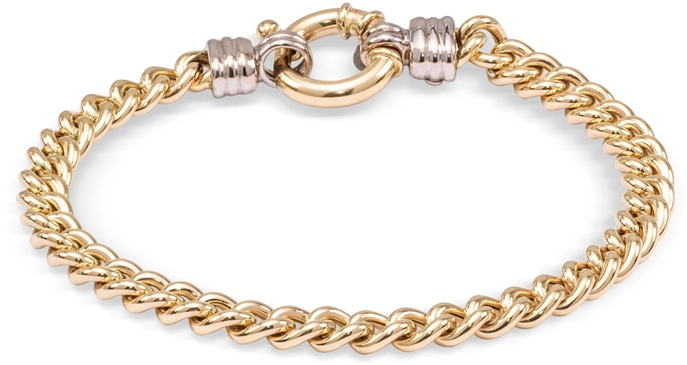 De Monzario armband, modelnummer 15041713, is een verfijnde gourmetarmband van geelgoud met witgouden eindstukken, met een dikte van 6 mm. Het is een ideaal sieraad voor zowel dagelijks gebruik als speciale gelegenheden. Draag het solo voor een minimalistische look of combineer met andere sieraden voor een gelaagd effect.