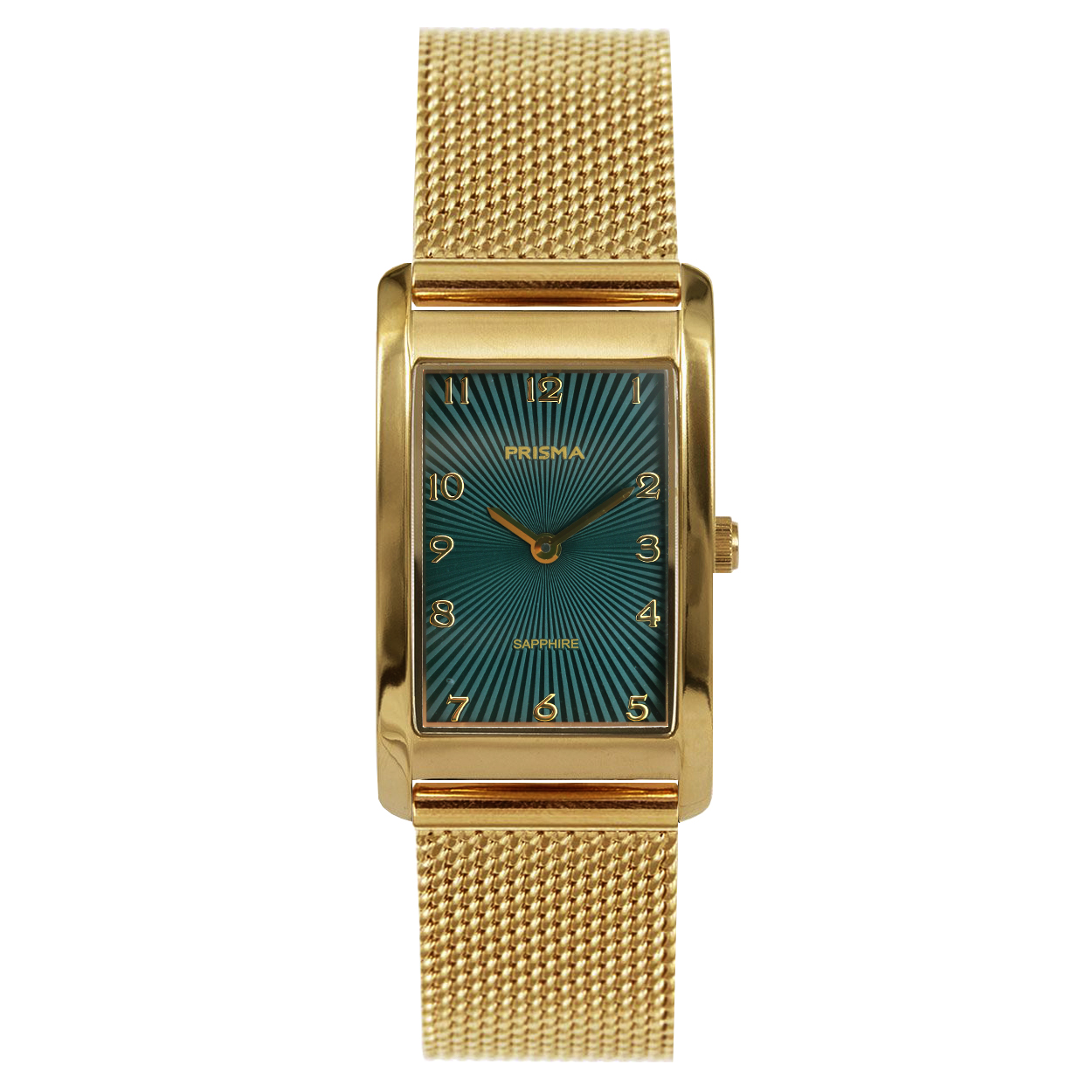 Prisma horloge P1964 dames titanium saffierglas 5 ATM 

Algemeen
Geslacht: dames
Model: P.1964

Voordelen
- Milanese band all-stainles IPG 
- wijzerplaat groen met goudkleurige cijfers (arabisch)
- kast geschikt voor mensen met een matige allergie
- draagcomfort door licht gewicht
- glas is zeer krasvast
- ook voor brede pols (max. 219,5 mm)
- rechthoek design
- quartz
- maat kast 23mm (breedte) 7,6mm (dikte)

