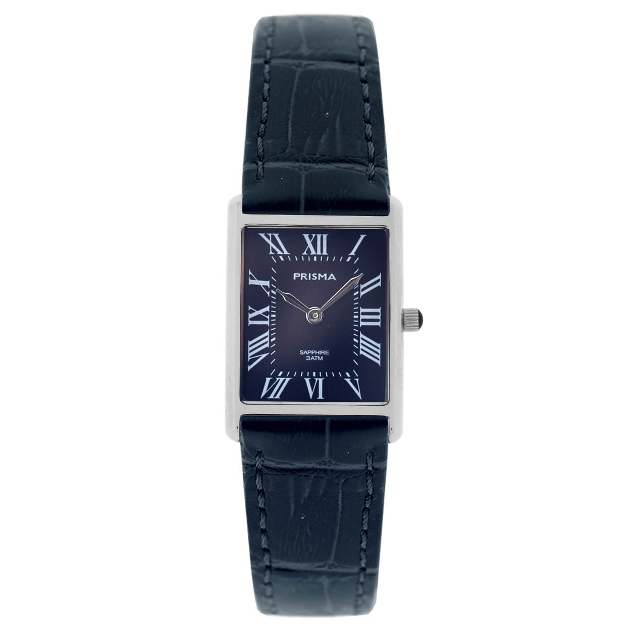 Prisma horloge P2353 Baroness Silver dames edelstaal saffierglas 3 ATM

Algemeen
Geslacht: dames
Model: P.2353

Voordelen
- echt lederen blauwe band met zilverkleurige gesp
- rechthoek model
- wijzerplaat blauw met witkleurige Romeinse cijfers
- Waterdicht all-weather
- glas is zeer krasvast
- ook voor brede pols (max. 210 mm)
- quartz uurwerk
- maat kast 22  x 31,5mm (breedte) 5mm (dikte)

