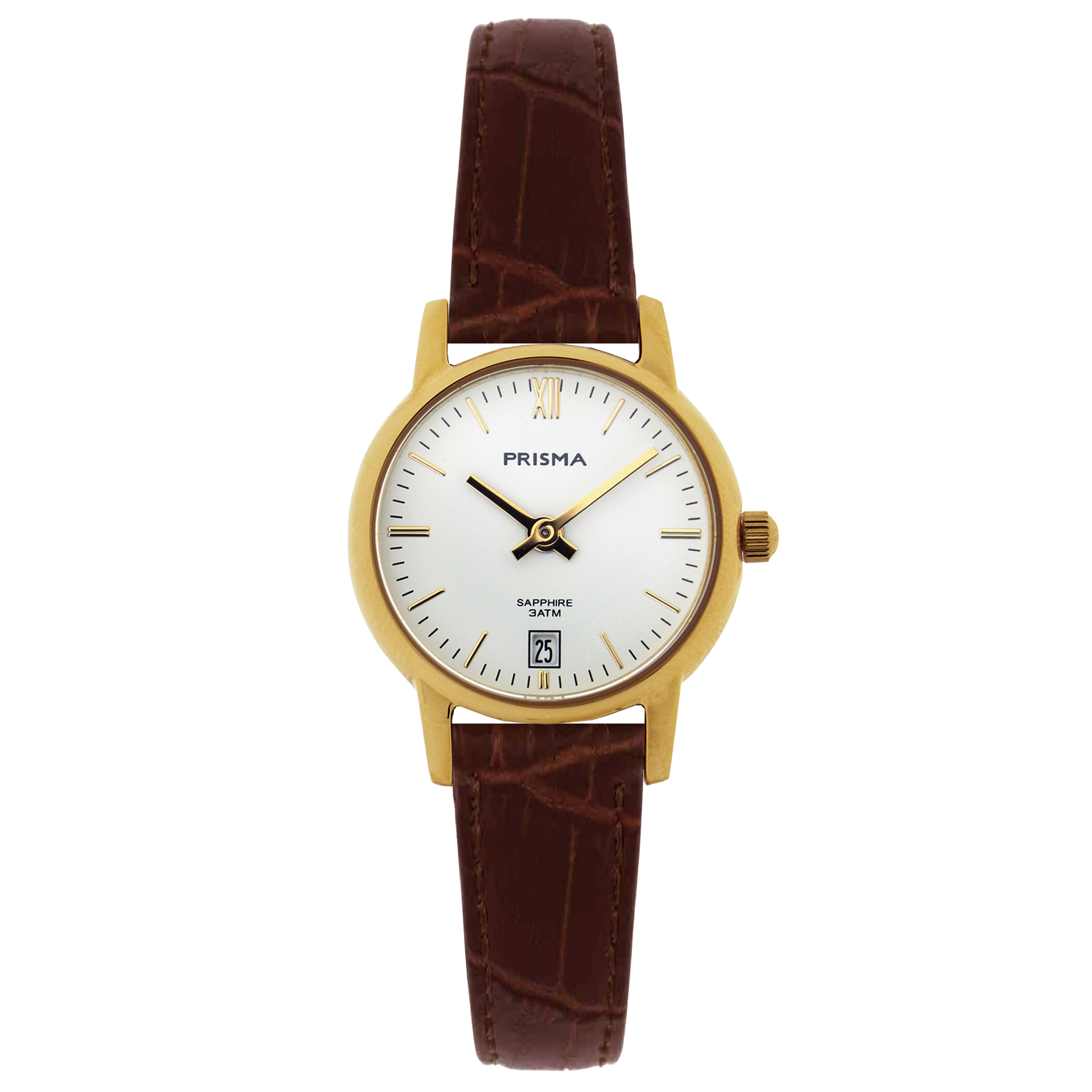 Prisma horloge P2360  Penina Gold dames edelstaal saffierglas 3 ATM

Algemeen
Geslacht: dames
Model: P.2360

Voordelen
- echt lederen band met goudkleurige gesp
- rond model
- wijzerplaat wit met goudkleurige index
- waterdicht all-weather- glas is zeer krasvast
- quartz uurwerk
- maat kast 22 mm (breedte) 6mm (dikte)

