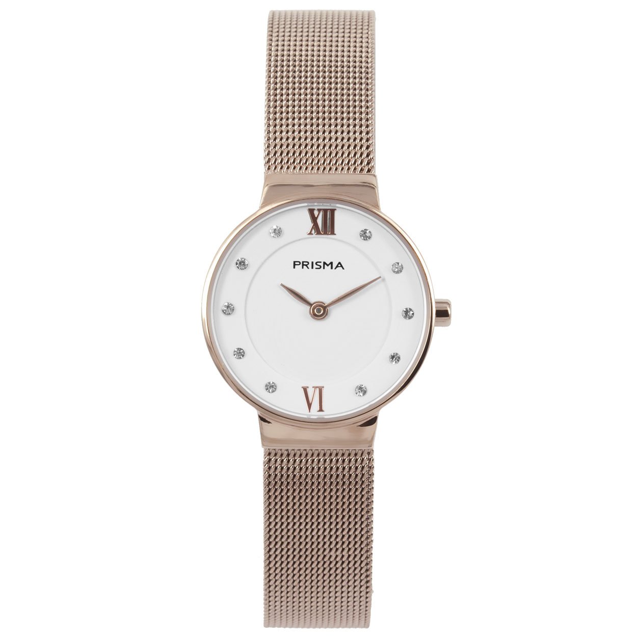 Prisma horloge P.1458 dames edelstaal 

Algemeen
Geslacht: dames
Model: P1458

Voordelen
- milanese band met verfijnde schakels
- band edelstaal roségoudkleurig
- wijzerplaat wit met sier diamanten
- naadloze aansluiting door vrij verstelbare sluiting
- extra harde duurzame laag
- glas is krasvast
- spat waterdicht: handenwassen, regen
- quartz
- maat kast 25mm (breedte) 6mm (dikte)

