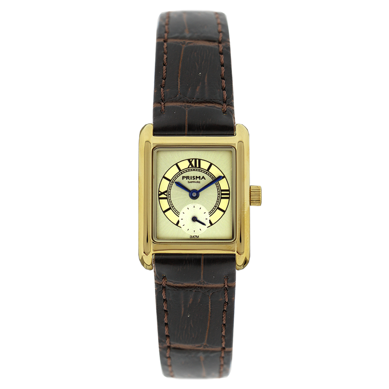 Prisma horloge P2616 Amazone goudkleurige edelstaal met echt lederen band saffier glas

Algemeen
Geslacht: dames
Model: P2616

Voordelen
- Zeer confortabele echt lederen band IPG double
- champagne wijzerplaat zwarte index en romeinse cijfers en aparte sekonde wijzer
- Zwitsers quarts uurwerk
- glas is krasvast
- spat waterdicht: handenwassen, regen
- maat kast 21.5 / 29mm (breedte) 6.3mm (dikte)

