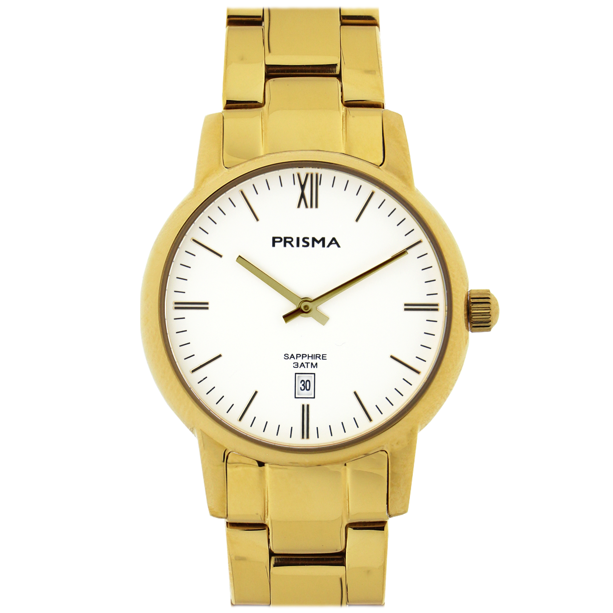 Prisma heer P.2385 Penina Gold wit datum met bracelet 

Algemeen
Geslacht: heren
Model: P.2385

Voordelen
- Solid all-stainless steel bracelet goudkleurige met vlindersluiting
- rond model
- wijzerplaat créme met goudkleurige index
- waterdicht all-weather
- glas is zeer krasvast
- quartz uurwerk
- maat kast 27 mm (breedte) 7mm (dikte)

