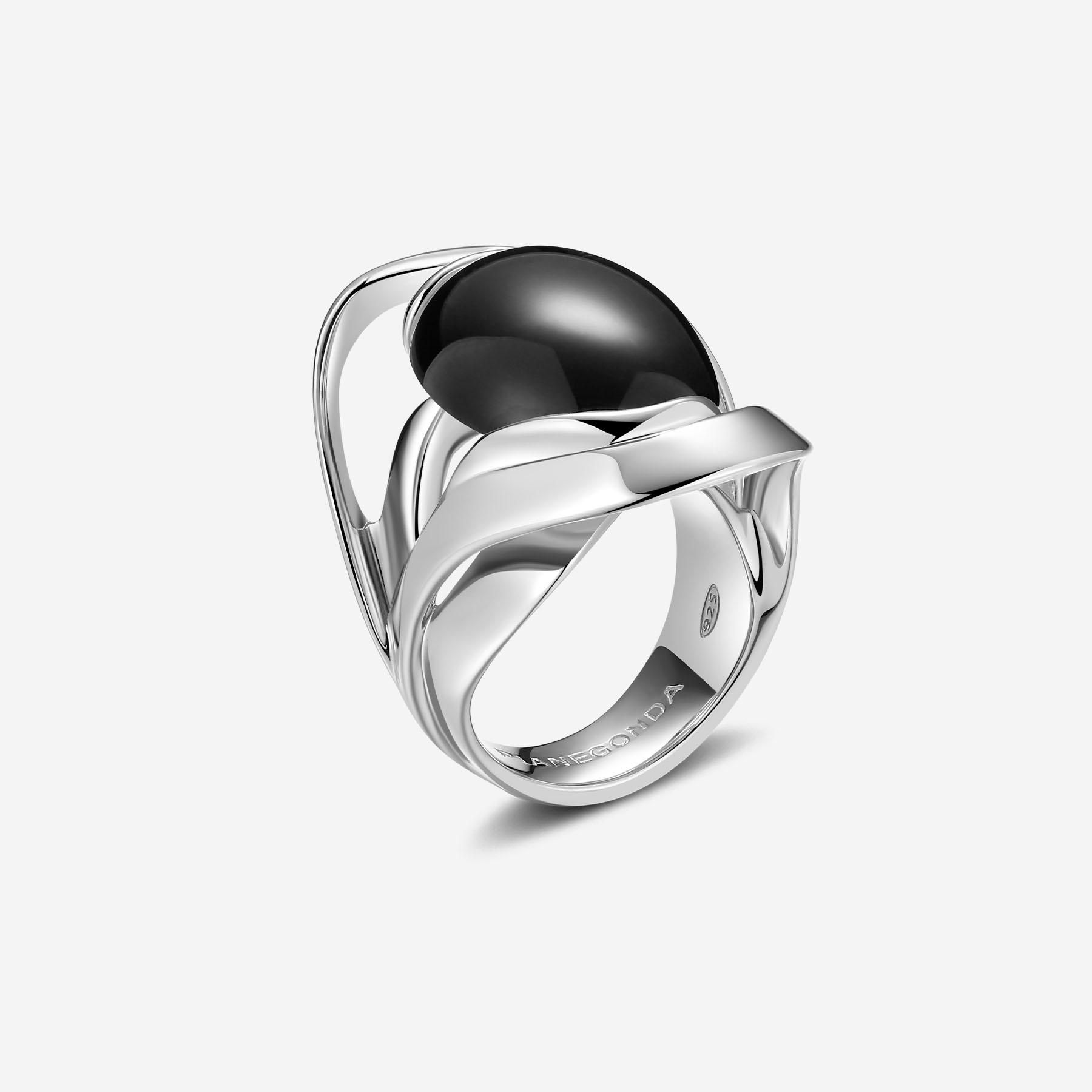 Zilver ring met onyx