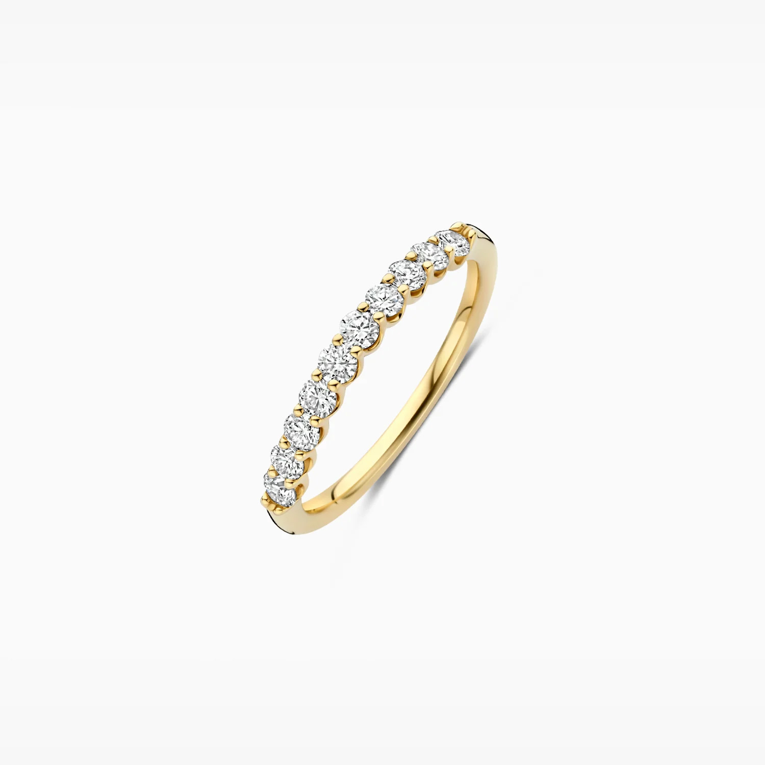Deze Geelgouden railring is een elegante ring met laboratorium-diamant van 0,52ct.  Draag hem op speciale gelegenheden of als dagelijks statement om je stijl te benadrukken.