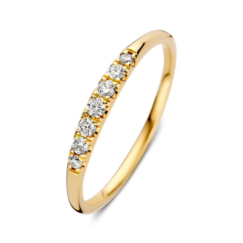 De Ring geelgoud briljant 0.16 crt. Maat 54, modelnummer RG118102-54, heeft de volgende kenmerken: glanzend afgewerkt, diameter en maat van 54, breedte van 2,5 mm, gemaakt van goud. Deze elegante ring is perfect om dagelijks te dragen of voor speciale gelegenheden. Draag hem als een statementstuk of combineer met andere ringen.