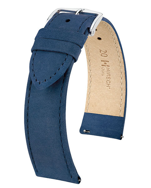 HIRSCH OSIRIS NUBUCK M DARK BLUE CALF 20/18MM 03433180-2-20.
De specificaties zijn als volgt:
Bandbreedte: 20