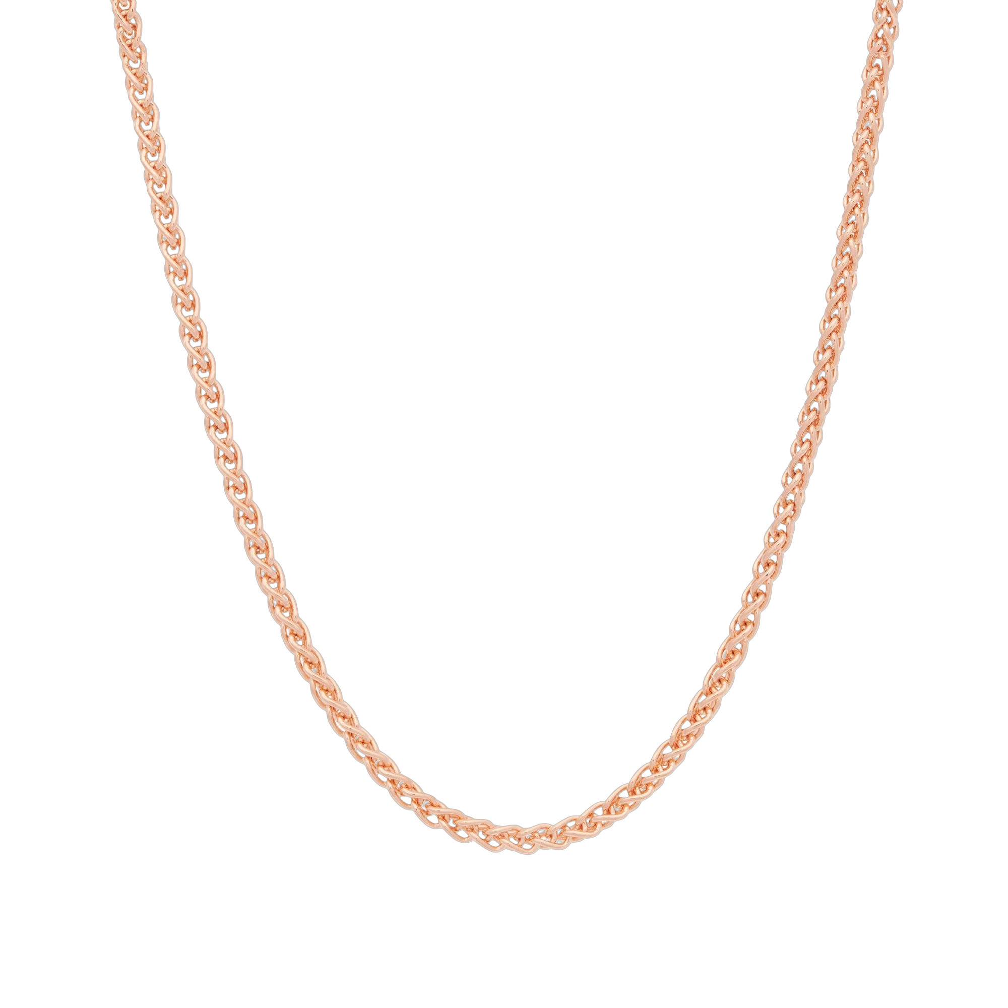 Dit is het Lux collier van 18 karaat roségoud, met een gevlochten rond profiel van 2 mm doorsnede. Het referentienummer is 7CR444350.