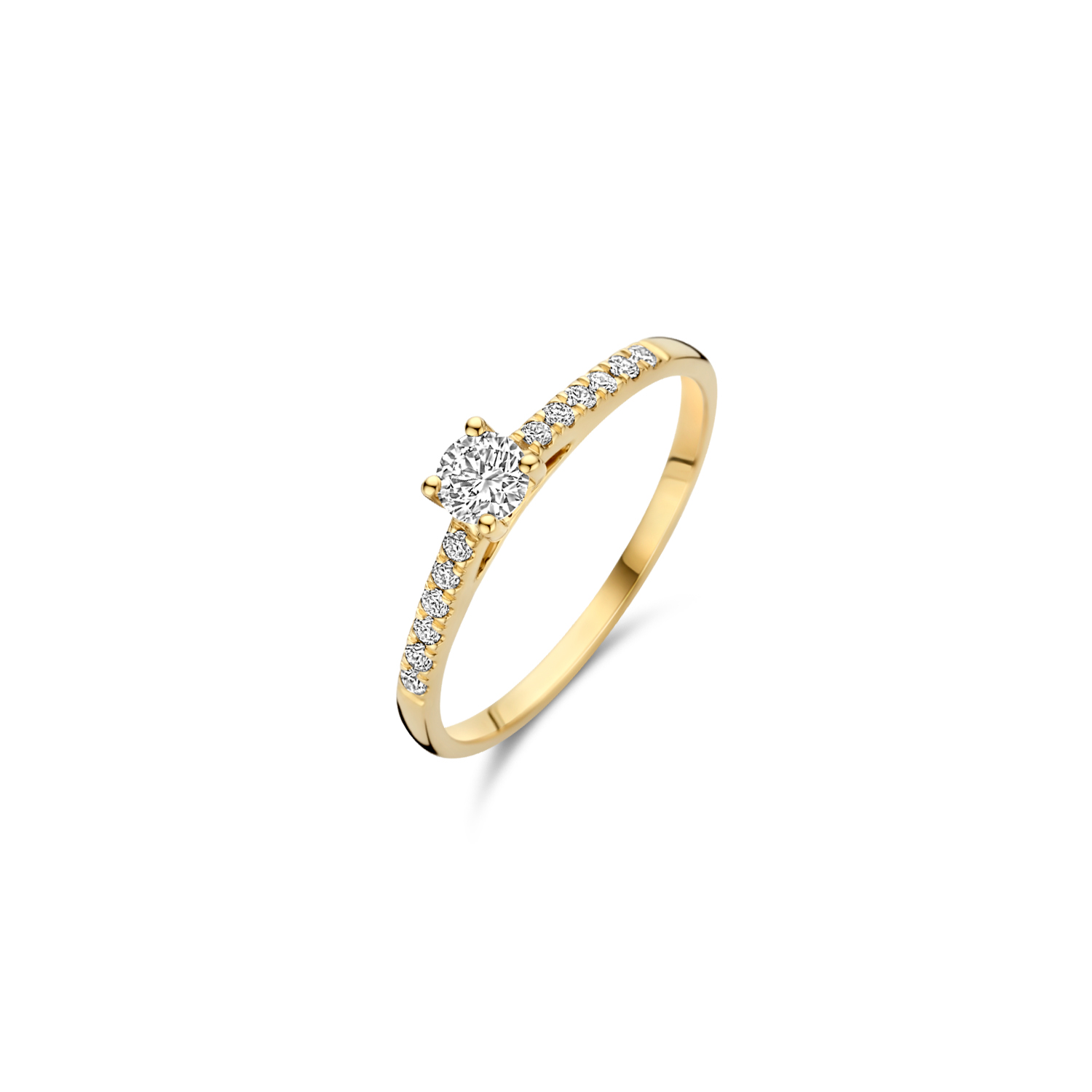 Deze 14 karaat geelgouden ring is bezet met LabGrown Diamonds. Combineer het met andere subtiele sieraden voor een verfijnde look. Perfect voor elk modieus outfit!