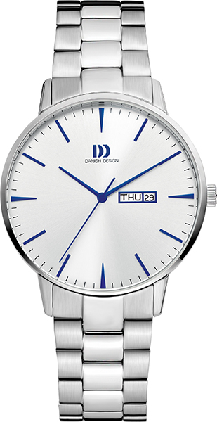 Het Akilia Day/Date Cobalt Blue Link herenhorloge met een sunray zilveren wijzerplaat van Danish Design. Opvallend is dat de band deels gepolijst en deels geborsteld is, wat ook doorloopt in de aanzet op de kast, wat een levendig effect geeft. De vlindersluiting is zo geplaatst dat het lijkt alsof de gekoppelde band doorloopt. Alle kleurvarianten hebben een dag-/datumaanduiding, waarbij u kunt kiezen uit Engels of Duits. Keuze genoeg voor de man.



