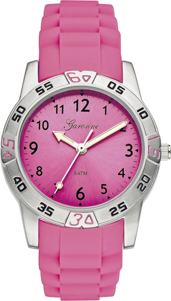 Dit is een horloge van het merk Garonne gemaakt voor meisjes.
De specificaties zijn als volgt:
Kastmaat: 33 mm
Kastdikte: 9.6
Bandlengte: 185
Bandbreedte: 18
Waterdichtheid: 5 ATM / 50 Meter / 165 Feet