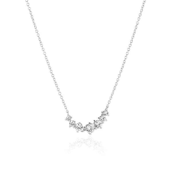 Necklace made of 925 Sterling silver with rhodium, polished surface with facet cut white zirconia.

Anchor chain length: 42 cm + 5 cm