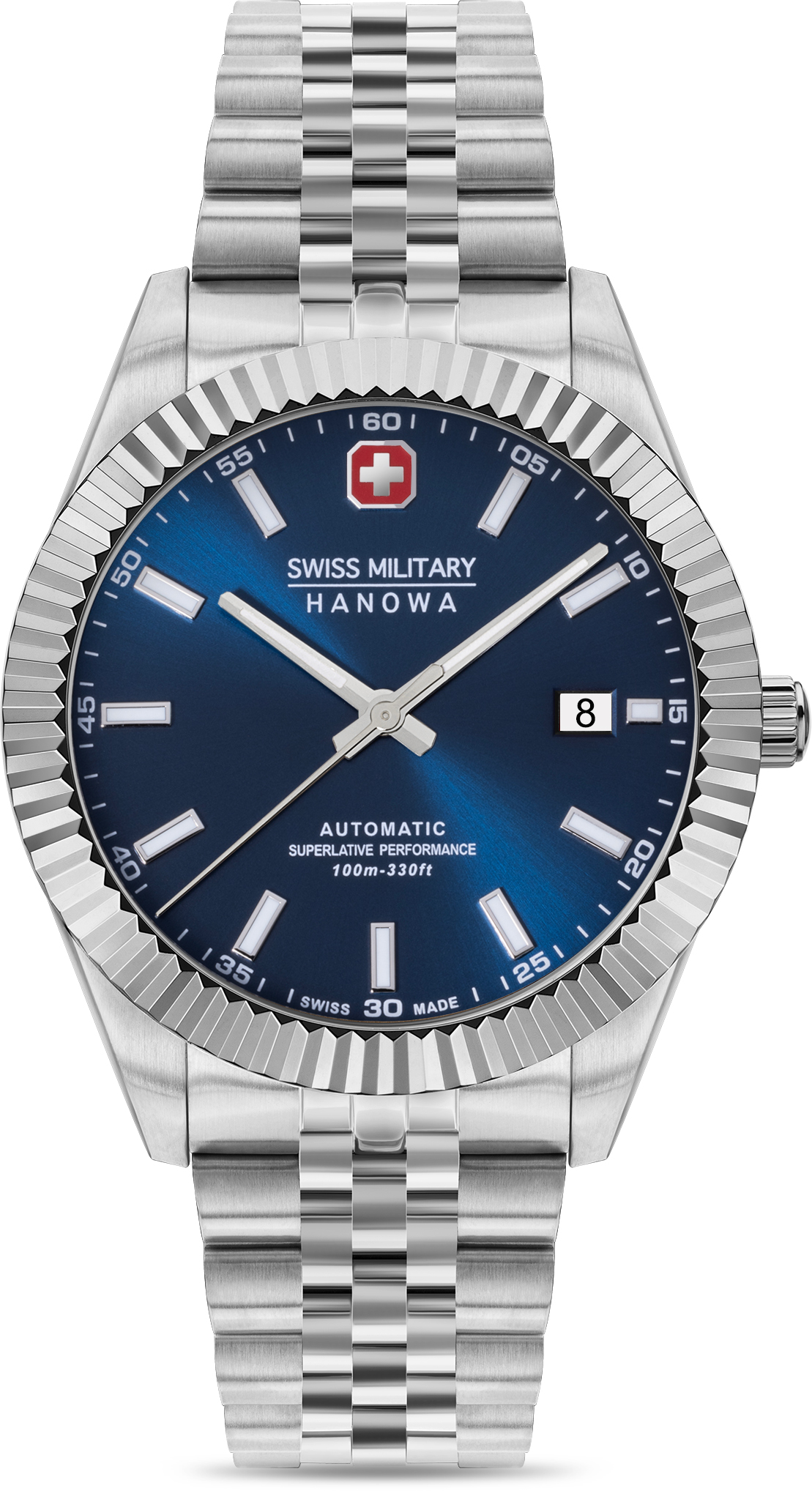 Dit is een horloge van het merk Swiss Military Hanowa gemaakt voor heren.
De specificaties zijn als volgt:
Kastmaat: 41 mm
Waterdichtheid: 10 ATM / 100 Meter / 330 Feet