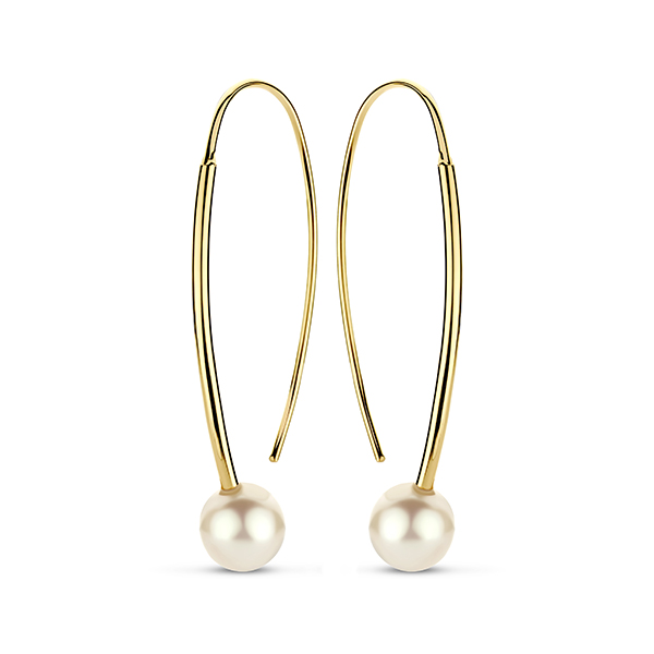 14kt gouden oorhanger met parel