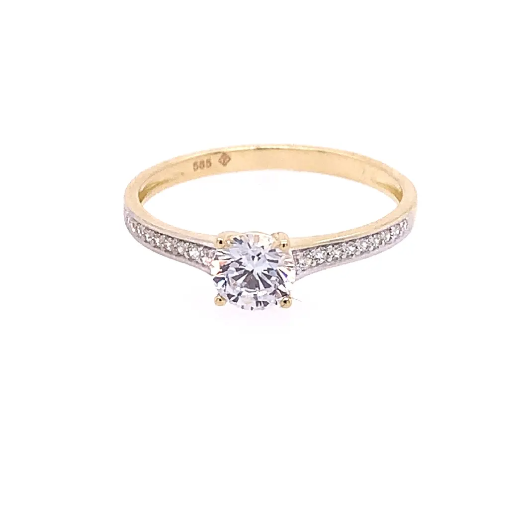 Gouden ring met zirkonia in maat 56