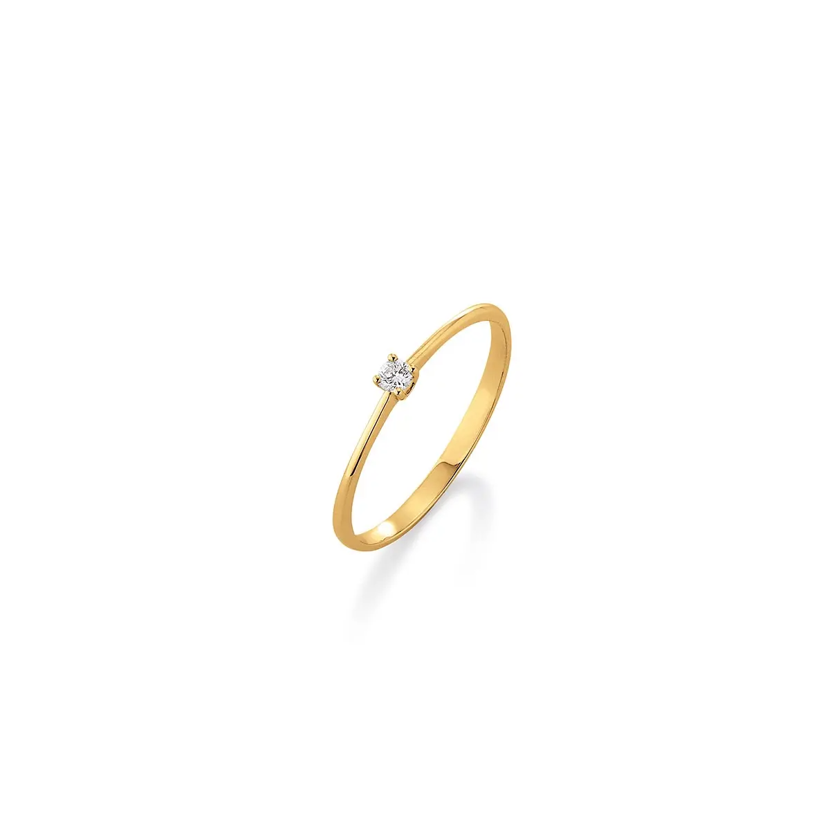 Gouden solitair ring met 0.05 ct. briljant in maat 55.