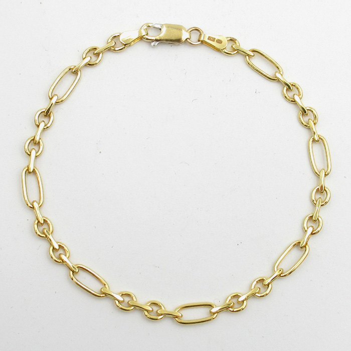 Fantasie schakel armband ovaal geel 4,3mm breed.