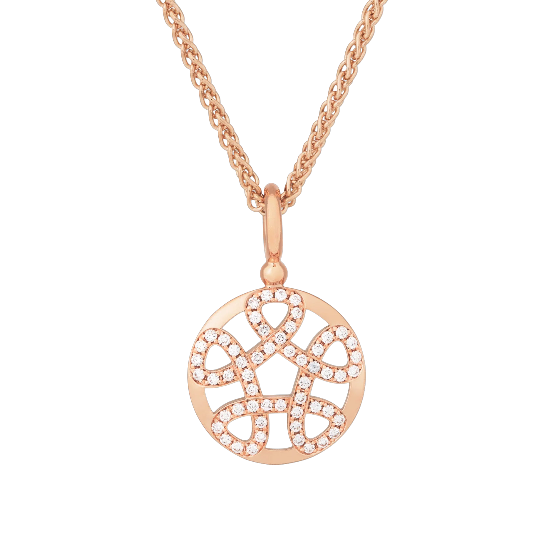 Deze Toujours Ajour hanger van Bron is gemaakt van achttien karaats ros&eacute;goud en voorzien van een witte diamant. Het design is opengewerkt en straalt elegantie en verfijning uit in eenvoud. Het referentienummer van dit sieraad is 8HR3449BR.