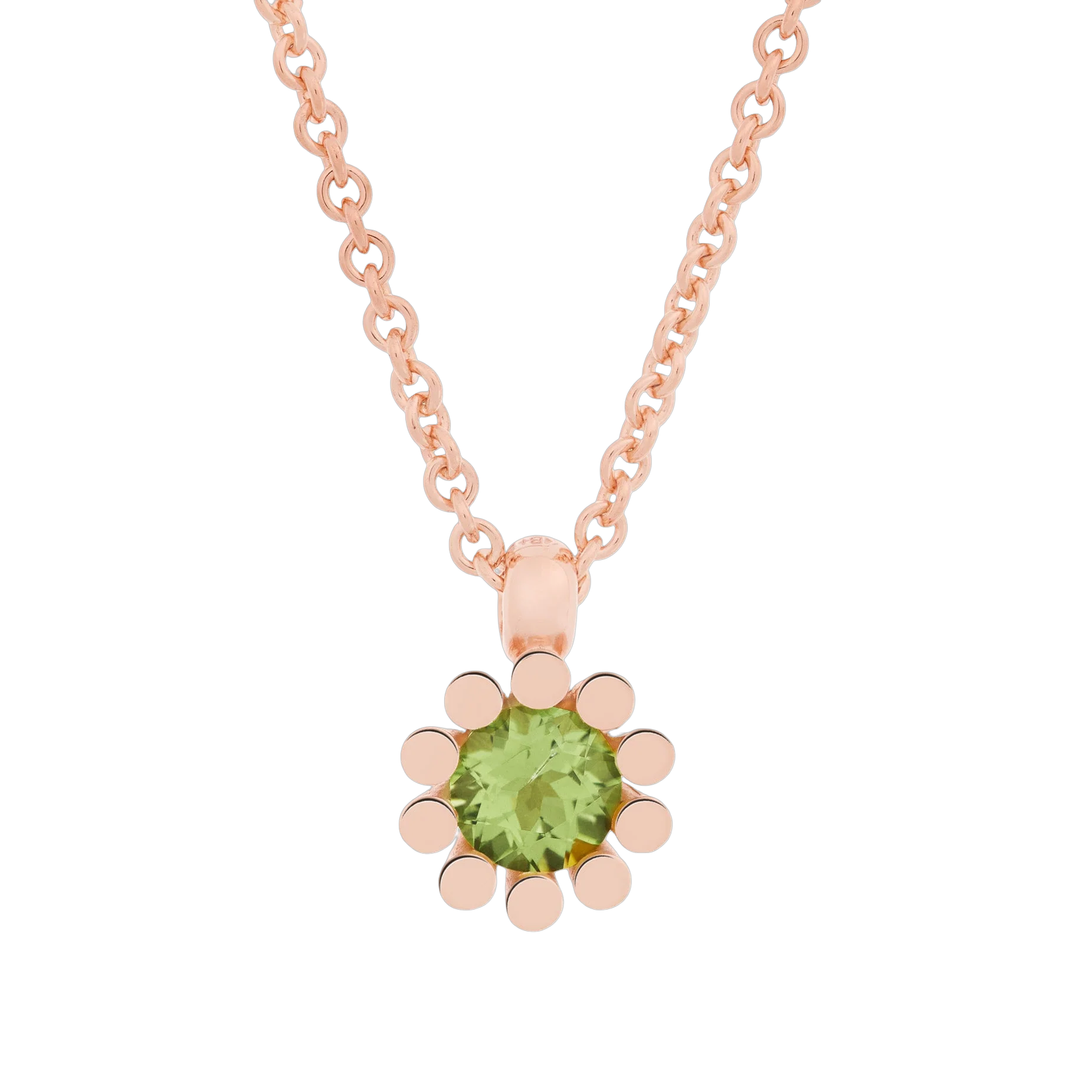De Sprite hanger van Bron Jewelry is gemaakt van 18 karaat roségoud en is voorzien van een heldere peridot. Het referentienummer is 8HR3352PE.