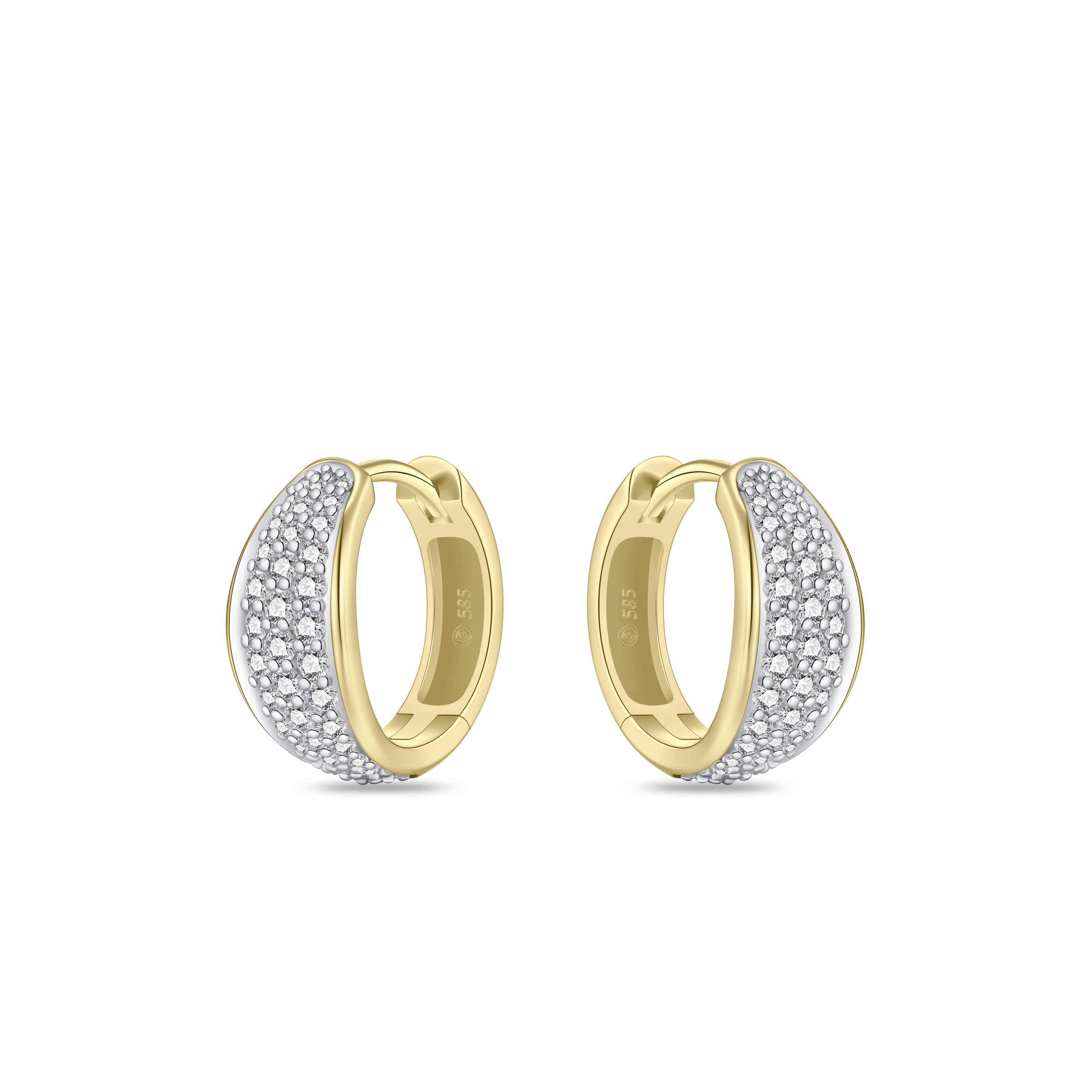 Oorringen 14 karaat met LG briljant doorsnede15mm 