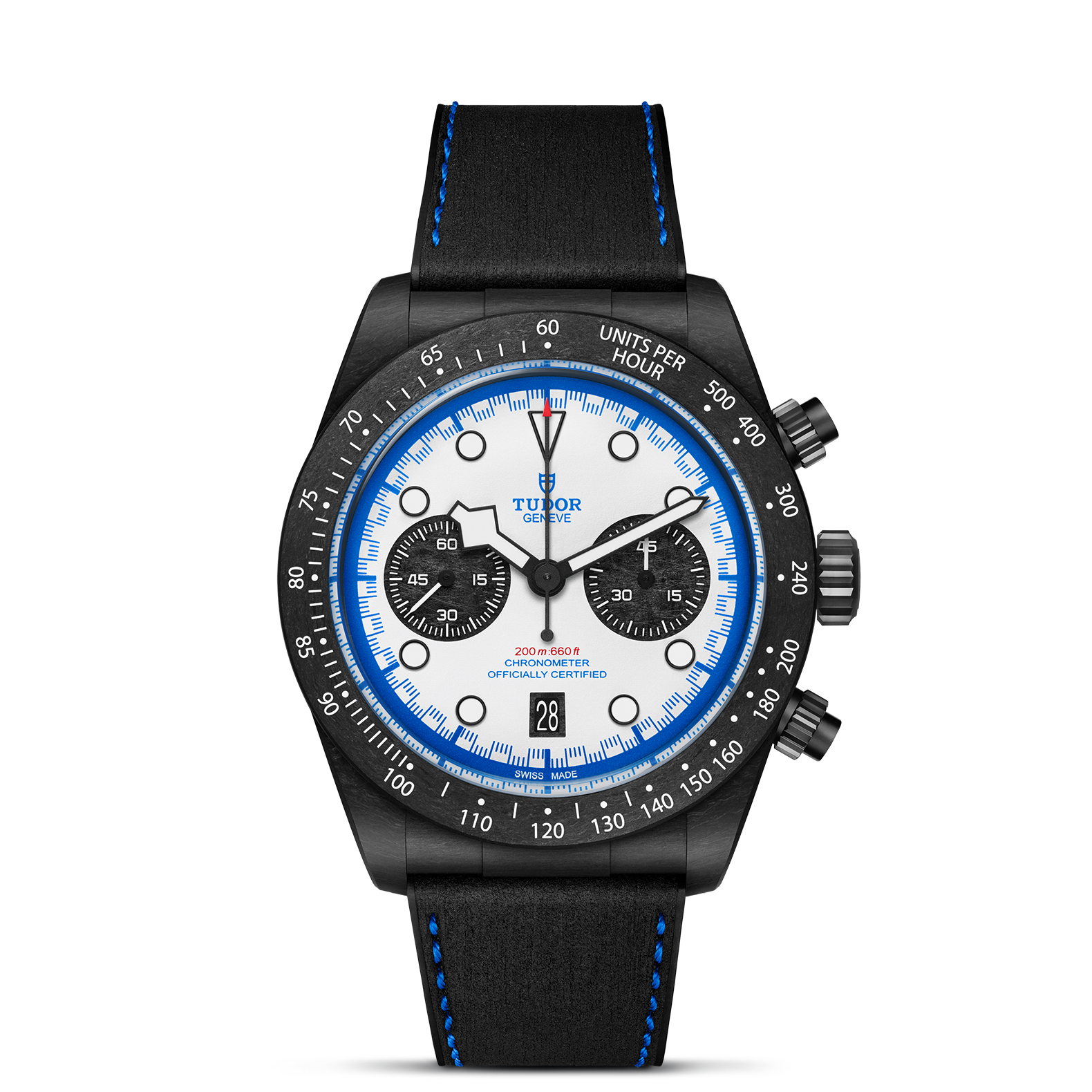 De Tudor Black Bay Chrono 'Carbon 25', modelnummer M79377KN-0001, is een luxe polshorloge met een robuust design. Kenmerkend zijn de koolstofvezelbehuizing en de chronograaf-functie, ideaal voor sportieve en stijlvolle gelegenheden. Draag het tijdens formele aangelegenheden of casual uitjes om een statement te maken. Het is een veelzijdig accessoire voor elke horlogeliefhebber.