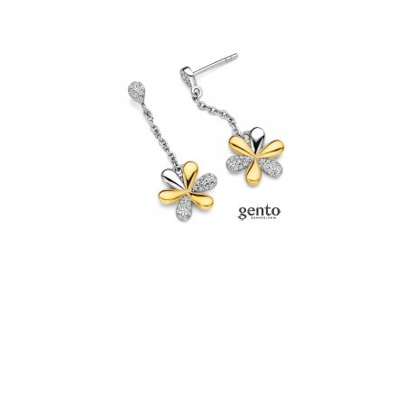 Oorbellen hangers zilver bicolor met zirconium