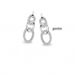 Oorbellen schakel model zilver met zirconium Gento jewels