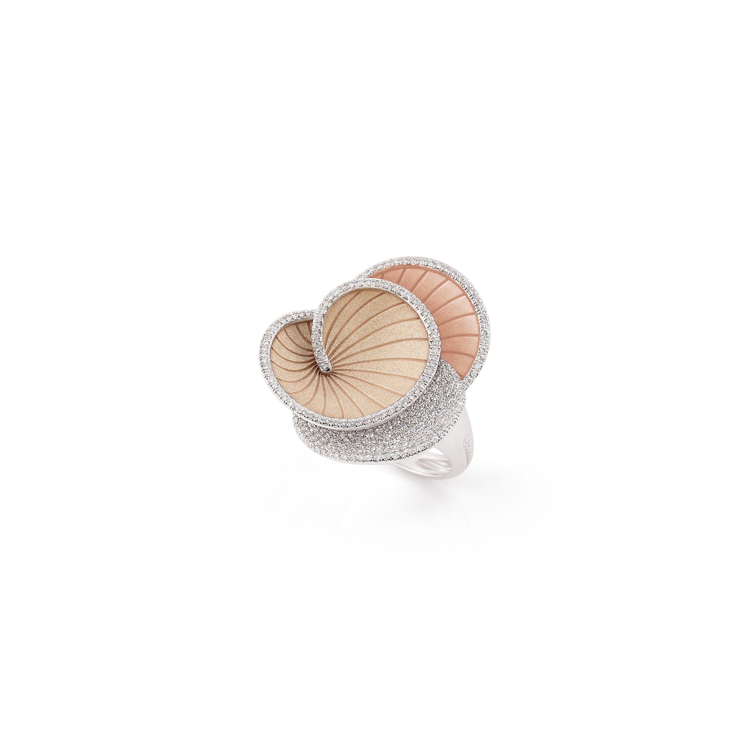 Hypnose Galaxy Series Ring, 18Kt Natural Beige, Pink Champagne Gold en pavé dimanten op White Ice Gold 0.74ct