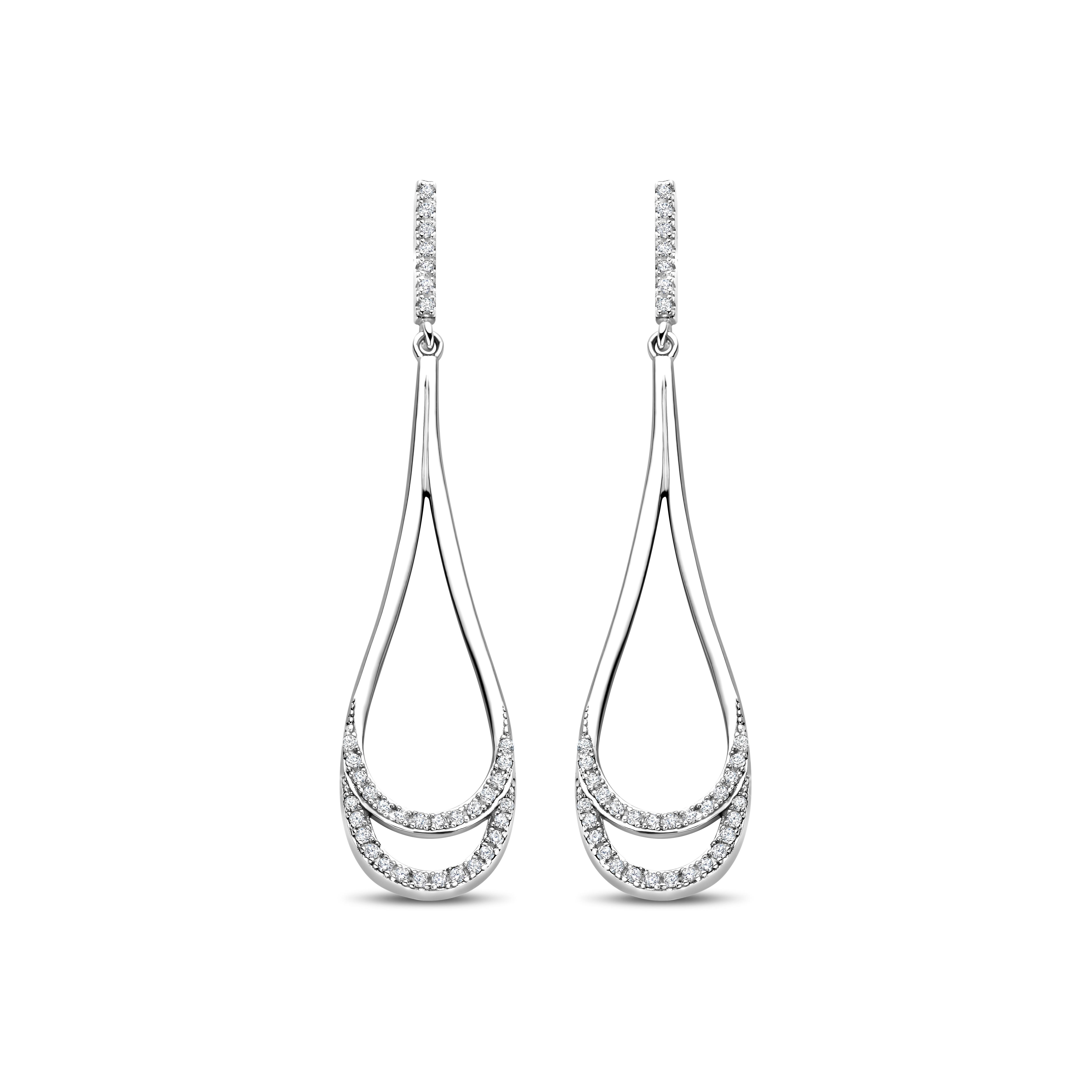 Rosa di Luca zilveren oorknop zirkonia