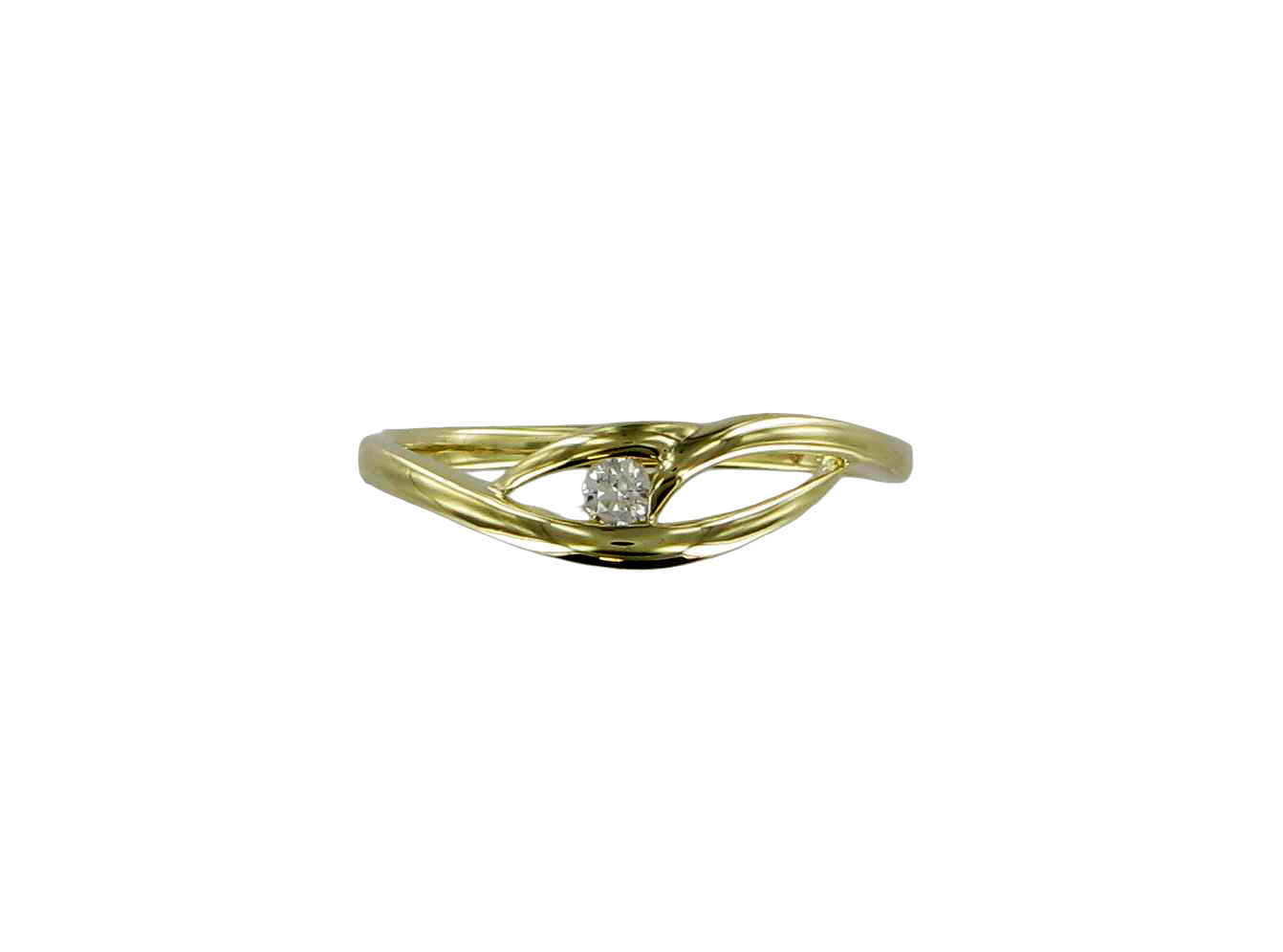 Gouden ring met zirkonia in maat 52.