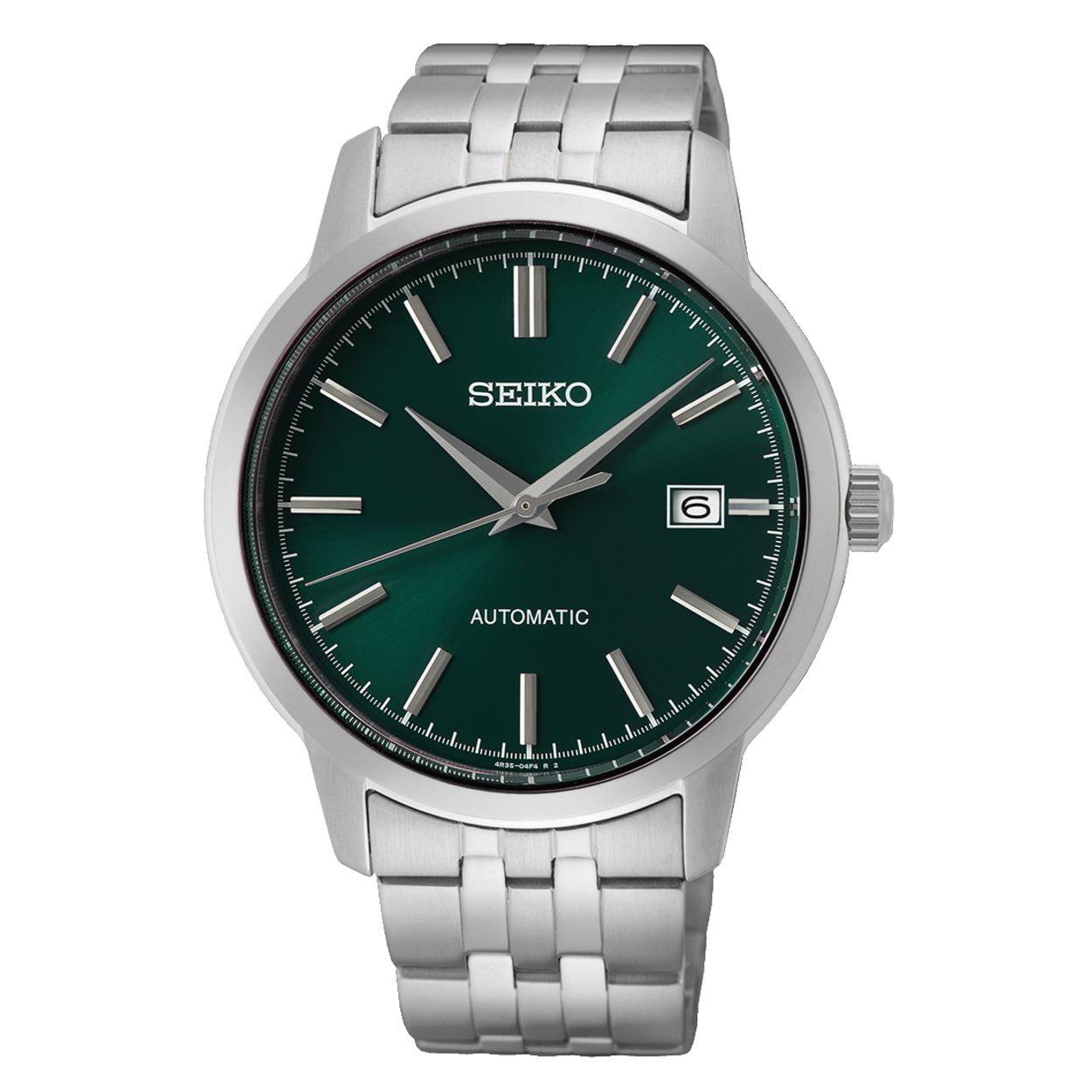 Dit is een herenhorloge van het merk Seiko. Het is een analoog horloge gemaakt van staal. De diameter van de kast is 41.2 mm en de kast is 12 mm dik.
De verdere specificaties van het horloge zijn als volgt:
Kastvorm: rond
Kastkleur: zilverkleurig
Kastmateriaal: staal
Bandbreedte: 18 mm
Bandlengte: 211.2 mm
Sluiting: vouwsluiting met drukker
Wijzerplaatkleur: groen
Glassoort: hardlex mineraal glas
Waterdichtheid: 10 ATM
Techniek: automaat