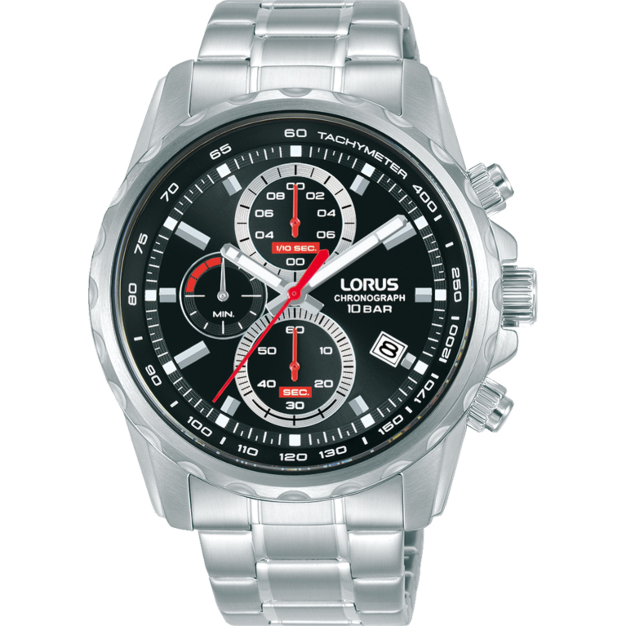 Dit is een herenhorloge van het merk Lorus. Het is een chronograaf horloge gemaakt van staal. De diameter van de kast is 43 mm en de kast is 11.4 mm dik.
De verdere specificaties van het horloge zijn als volgt:
Kastvorm: rond
Kastkleur: zilverkleurig
Kastmateriaal: staal
Sluiting: vouwsluiting met drukker
Wijzerplaatkleur: zwart
Glassoort: hardlex mineraal glas
Waterdichtheid: 10 ATM
Techniek: quartz