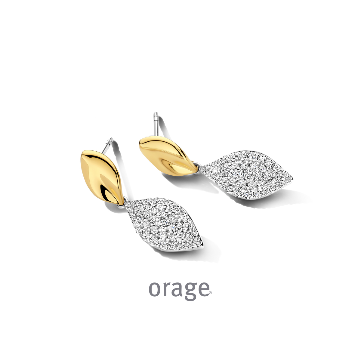 Orage oorhangers bicolor zilver met zirkonia