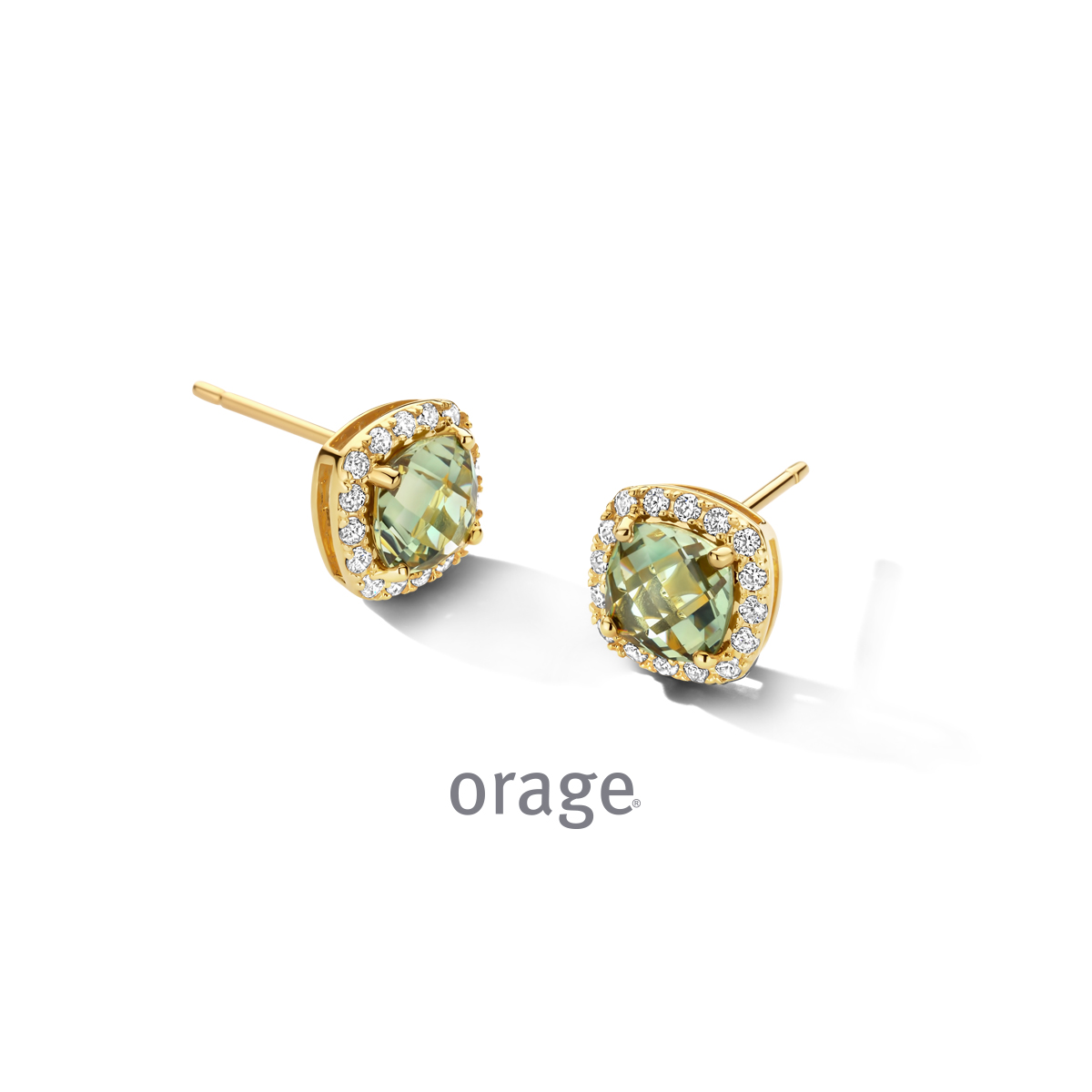 Oorringen verguld geel goud CZ (V/39)