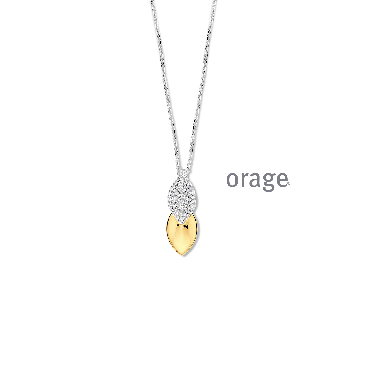 Orage collier bicolor zilver met zirkonia