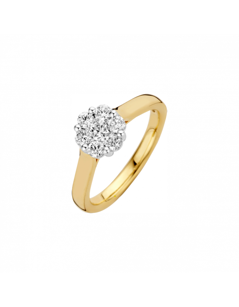 Sieraden uit de serie MONDO, hebben een elegante weelderige uitstraling. Door de in entourage gezette briljanten schitteren de sieraden prachtig. De briljanten zijn zo dicht tegen elkaar gezet dat het bijna een grote briljant lijkt MONDO bestaat uit zijn ringen, hangers en oorsieraden