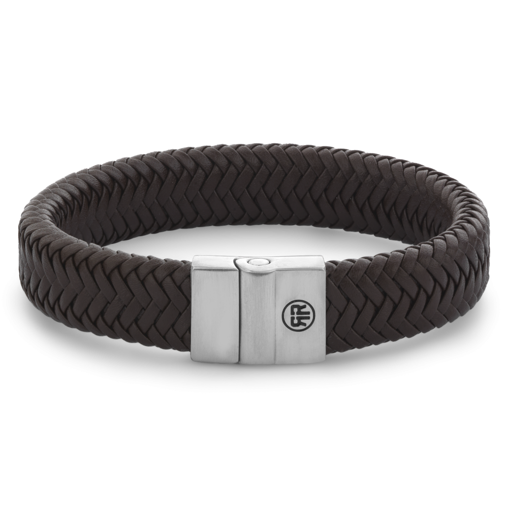 Rebel en Rose armband, Full Metal Plaid Brown Matt 15mm L