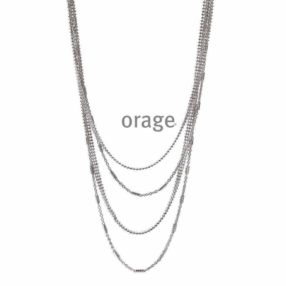 Orage collier zilver 4 laagjes 45cm