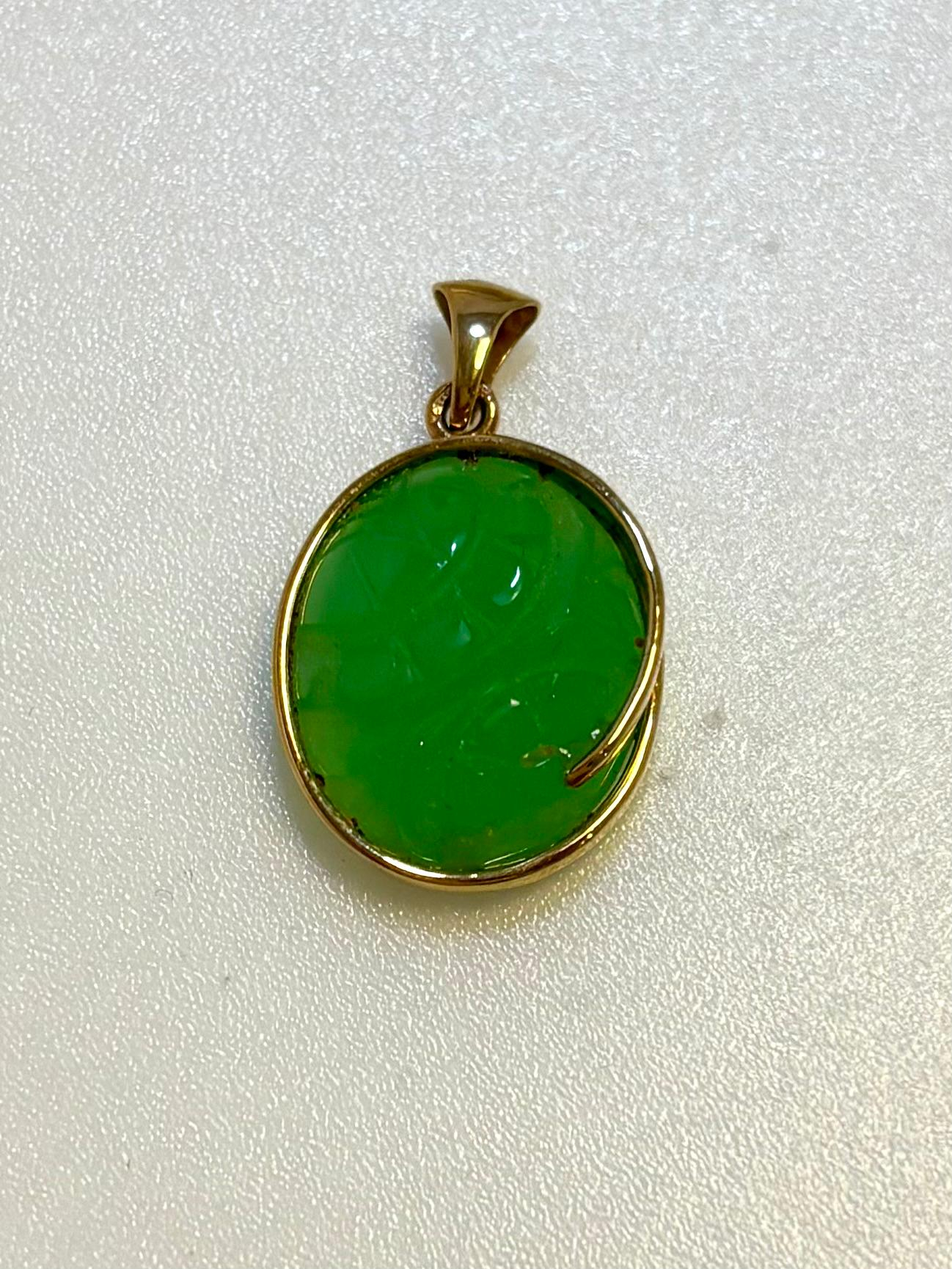 Chrysopraas hanger goud
