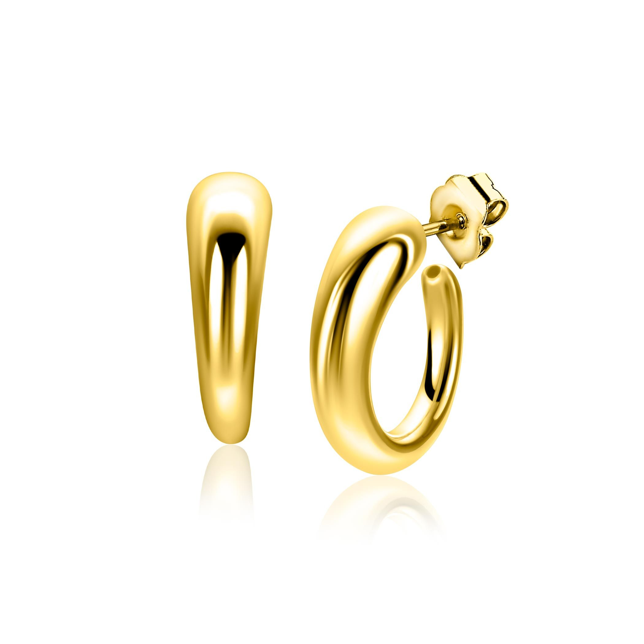 ZINZI goldplated zilveren oorringen (21mm) met een bolle aflopende vorm en met poussette. Vervaardigd van eerste gehalte zilver (925) en extra geel verguld.