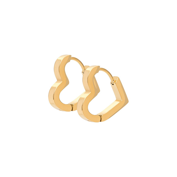 IXXXI oorringen in de vorm van een hart. De oorringen zijn stainless steel met goudkleurige plating. 