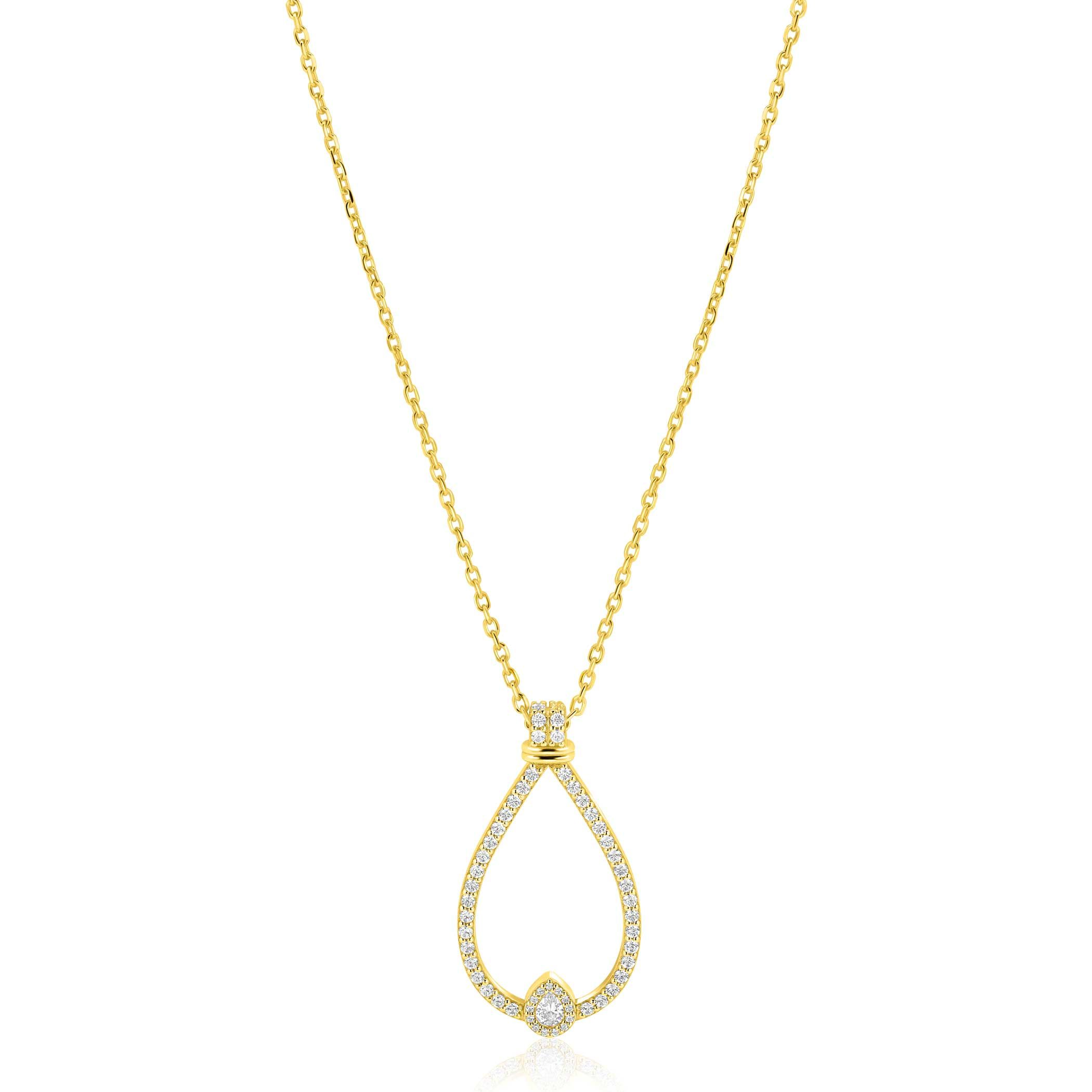 Zinzi zilver verguld collier met druppel hanger 