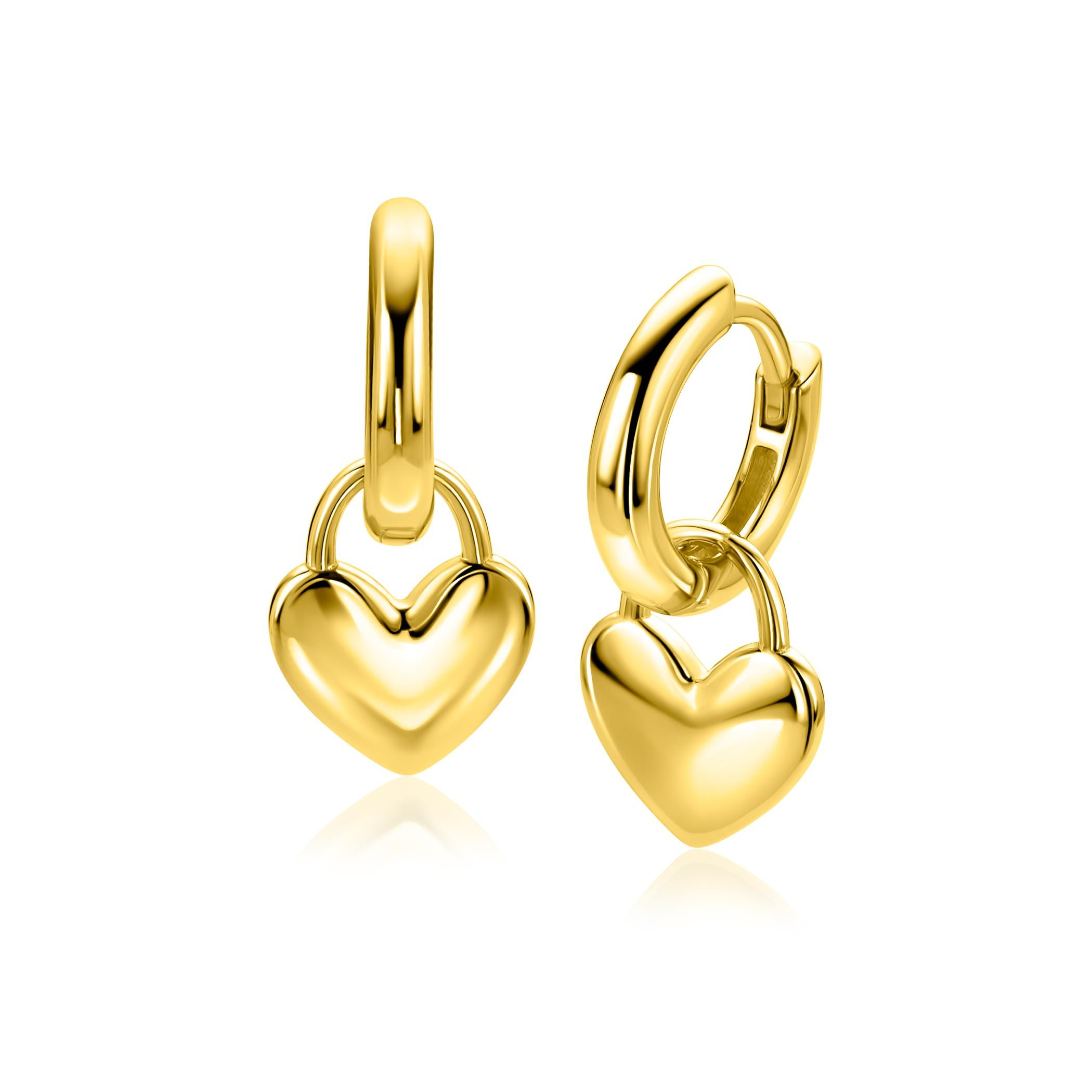 ZINZI goldplated zilveren oorbedels met glanzend hart 9mm, prachtig in zijn eenvoud. De oorbedels zijn vervaardigd van eerste gehalte zilver (925) en extra geel verguld.