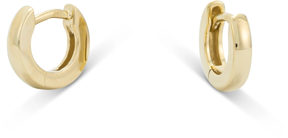 een paar 14 krt geelgouden oorringen 11,5mm doorsnede en 2,5mm dik.