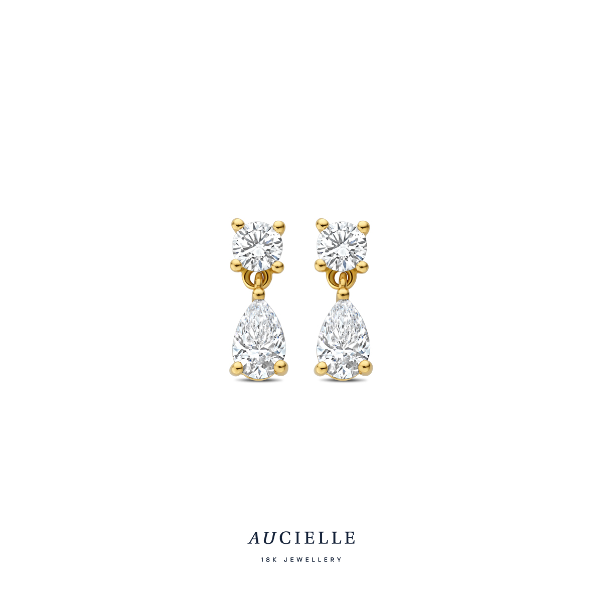 Aucielle oorhangers geel goud 18k met diamant (LGD)