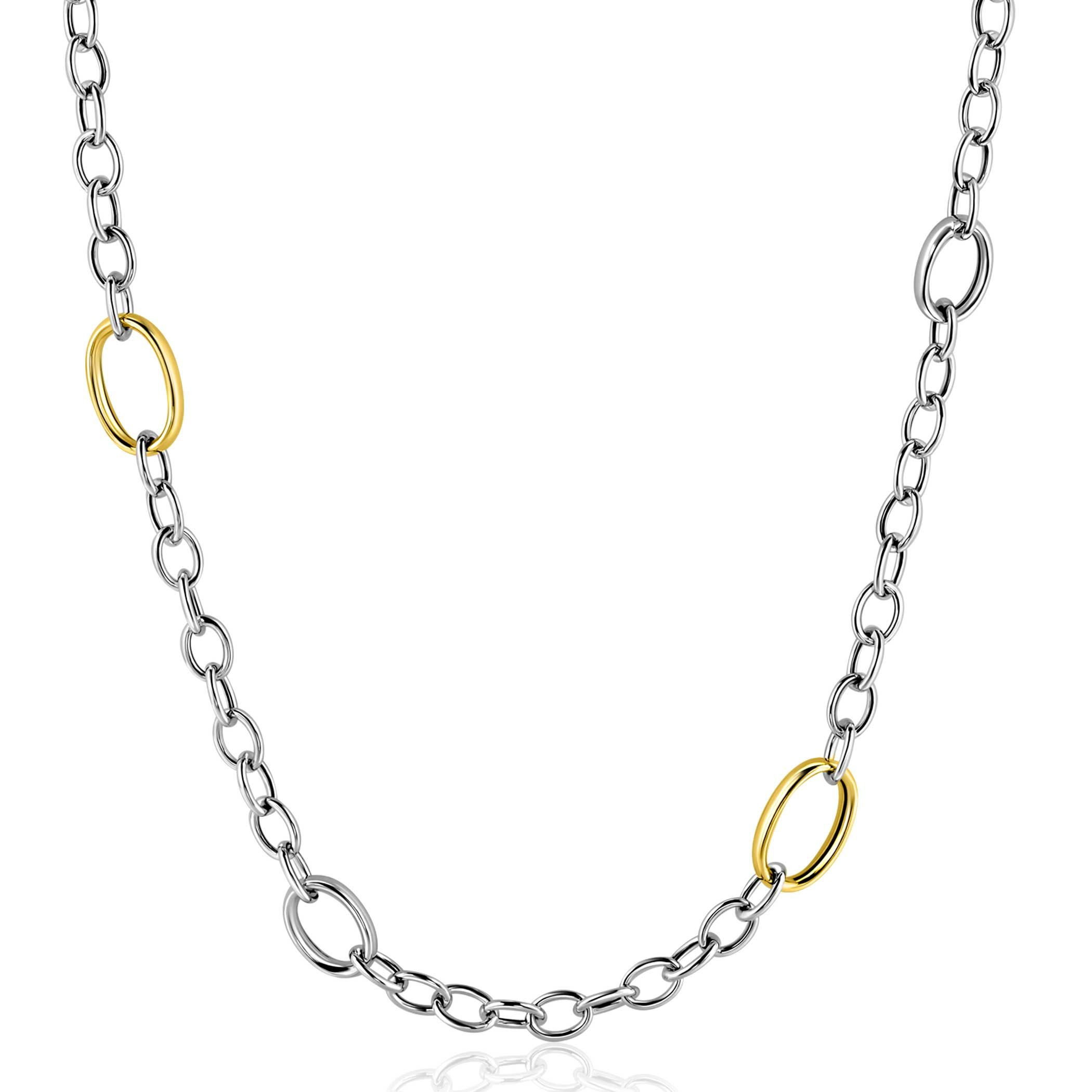Zinzi zilver en verguld collier, 70 cm.