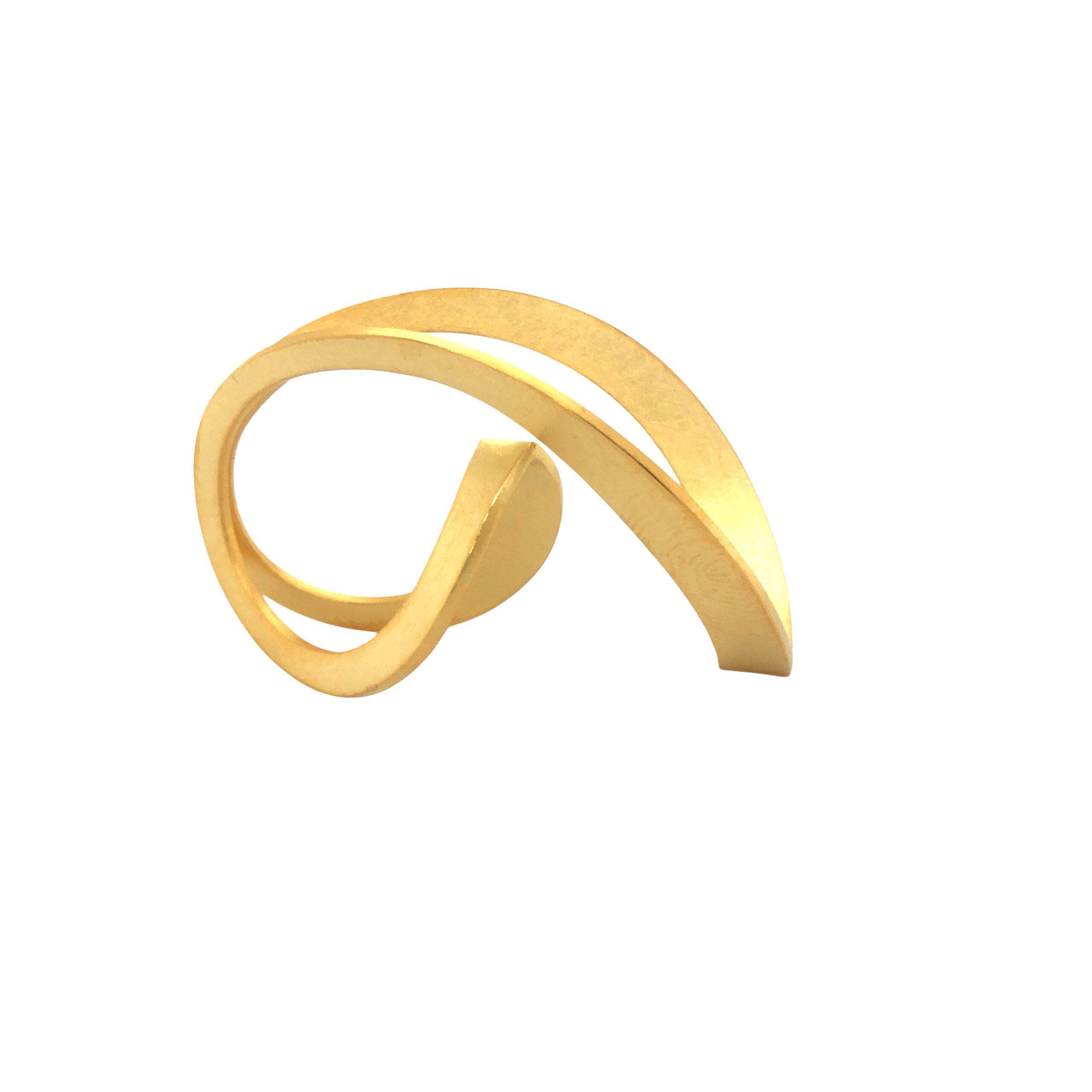 Windungen und Wendungen - Ring vergoldet, schwebende Linien
