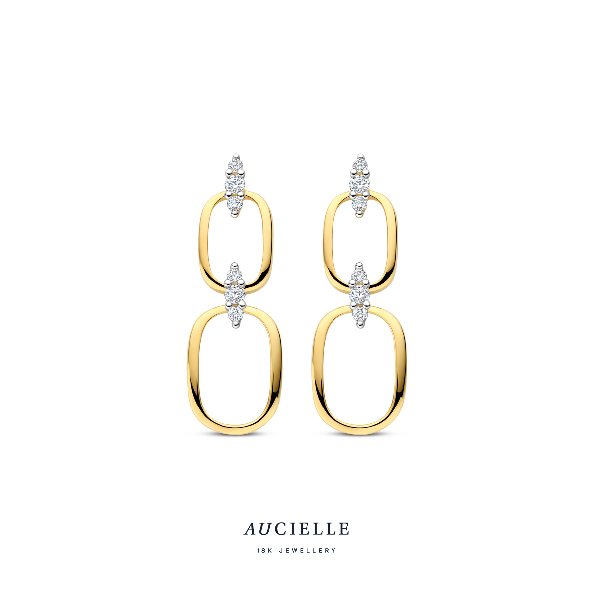 Aucielle oorhangers goud 18k met zirkonia 
