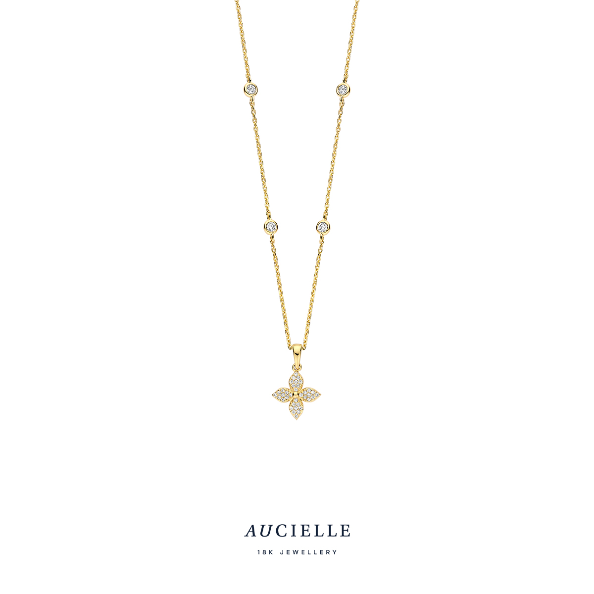 Aucielle collier goud 18k met zirkonia