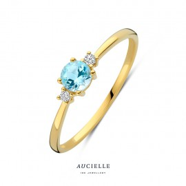 Aucielle ring goud 18k met aquamarijn 3p